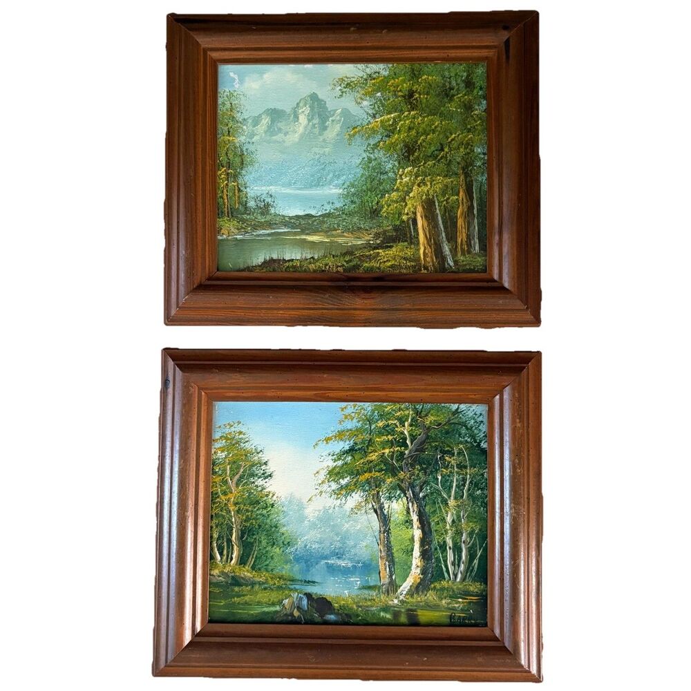 Framed Landscape Oil-Style Wall Art in Green and Brown - Picture 2 of 16